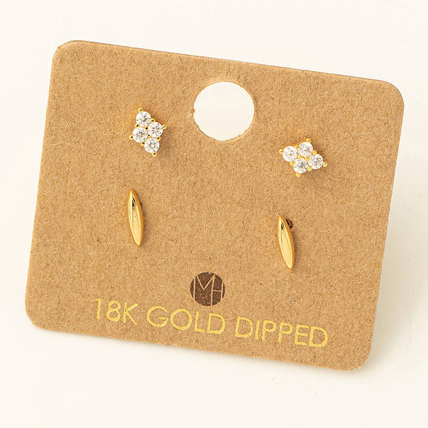 Fame Accessories - Mini Four Piece Rhinestone Stud Earrings