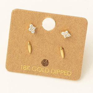 Fame Accessories - Mini Four Piece Rhinestone Stud Earrings