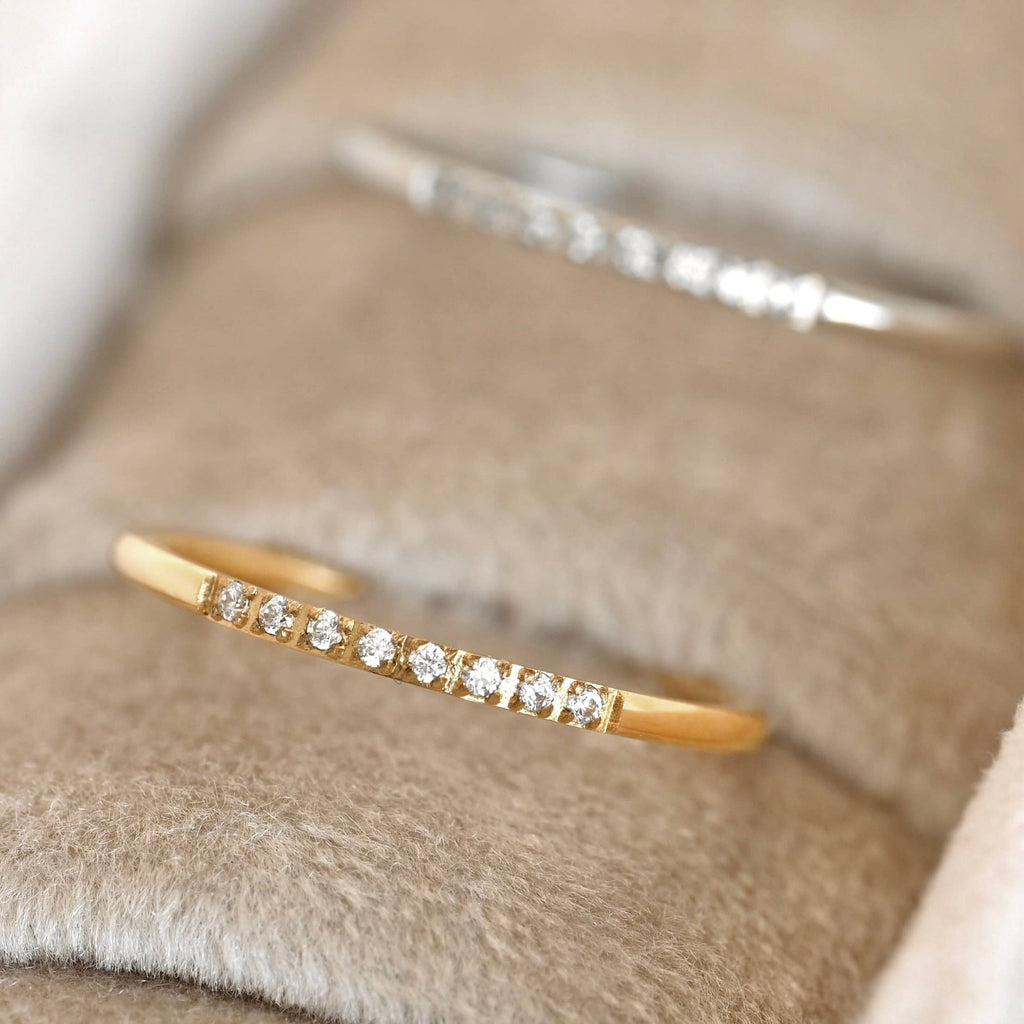 Blueyejewelry - Thin Pave CZ Ring - Slim Stainless Steel Diamond Line Ring