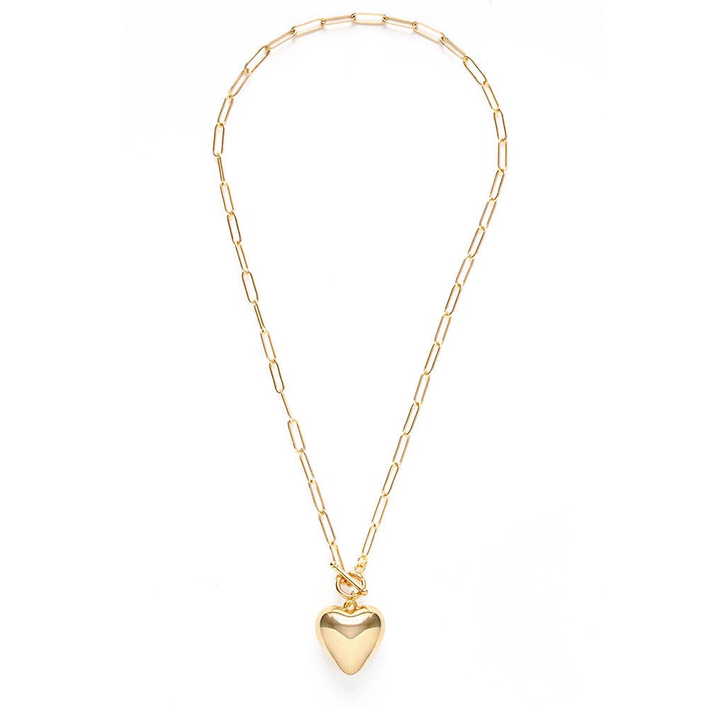 Puffy Heart Toggle Chain | Gold