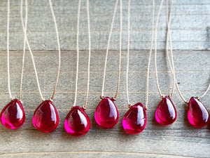 Rubellite Hydroquartz Teardrop Cord Necklace