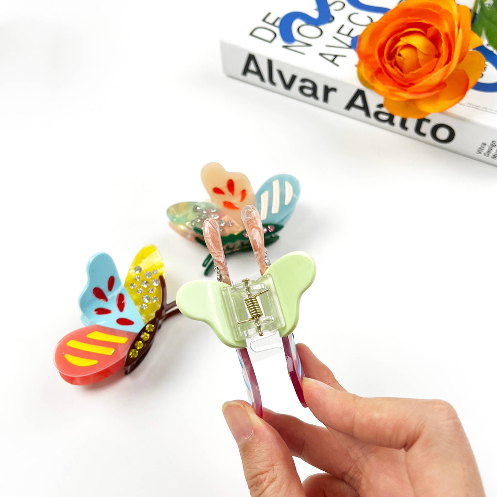 TheDivaSoap - Colorful Cartoon Butterfly Claw Clip Diamond Hair Clips