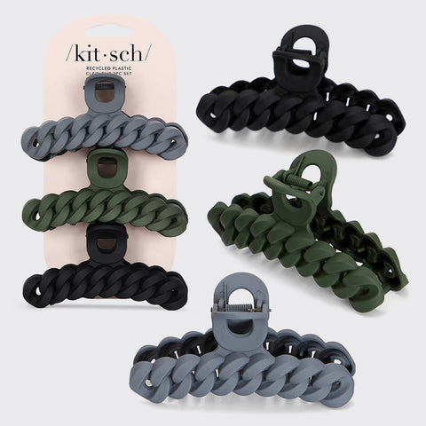 Chain Claw Clip 3pc Set - Black/Moss