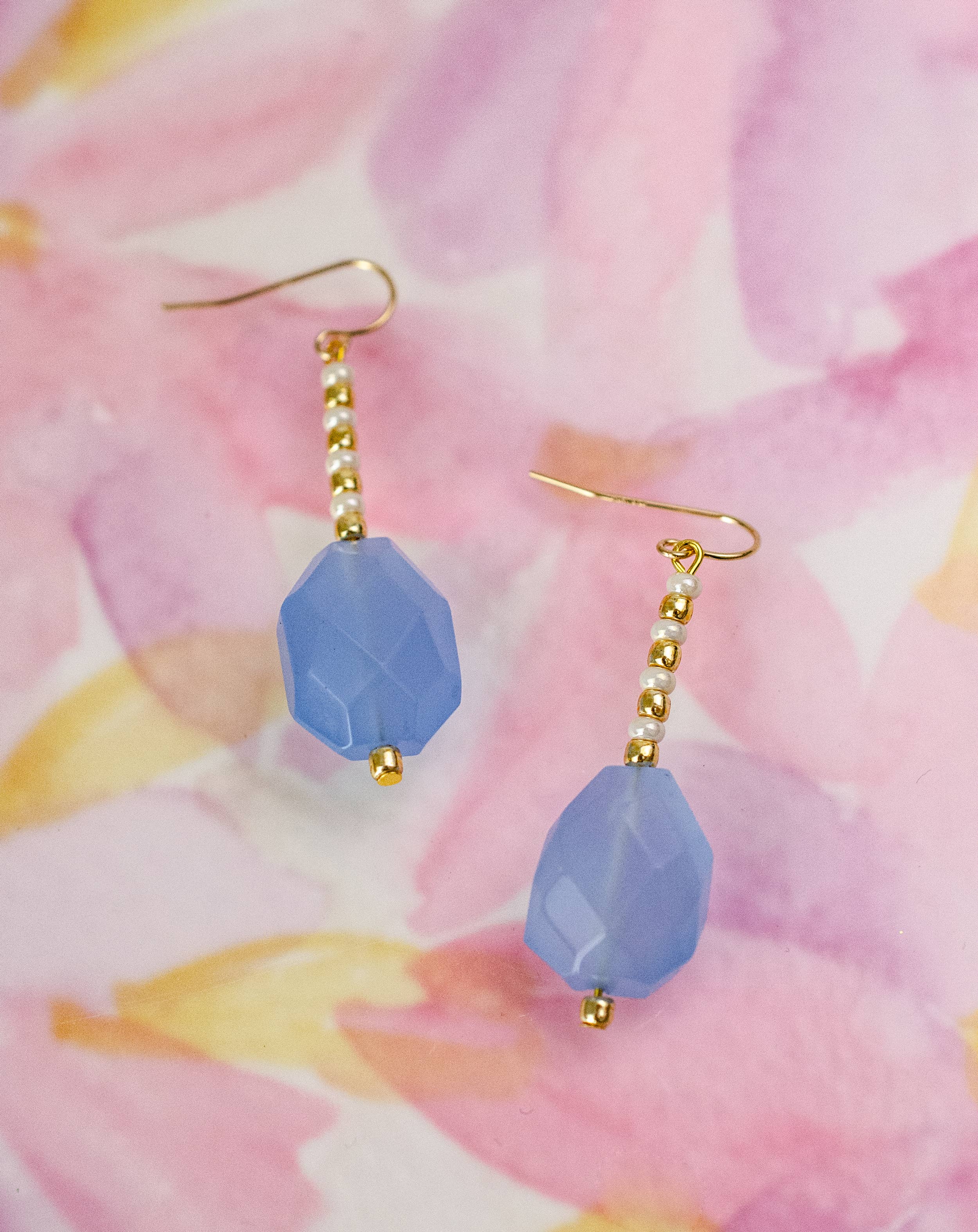 Blue Chalcedony Faceted Earrings
