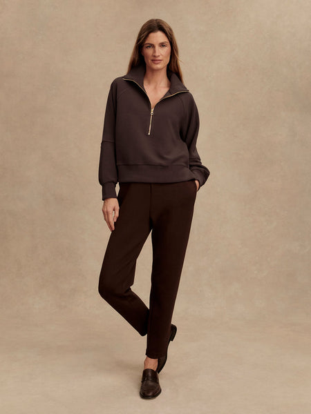 Women's Milano  Half Zip Sweat | Coffee Bean