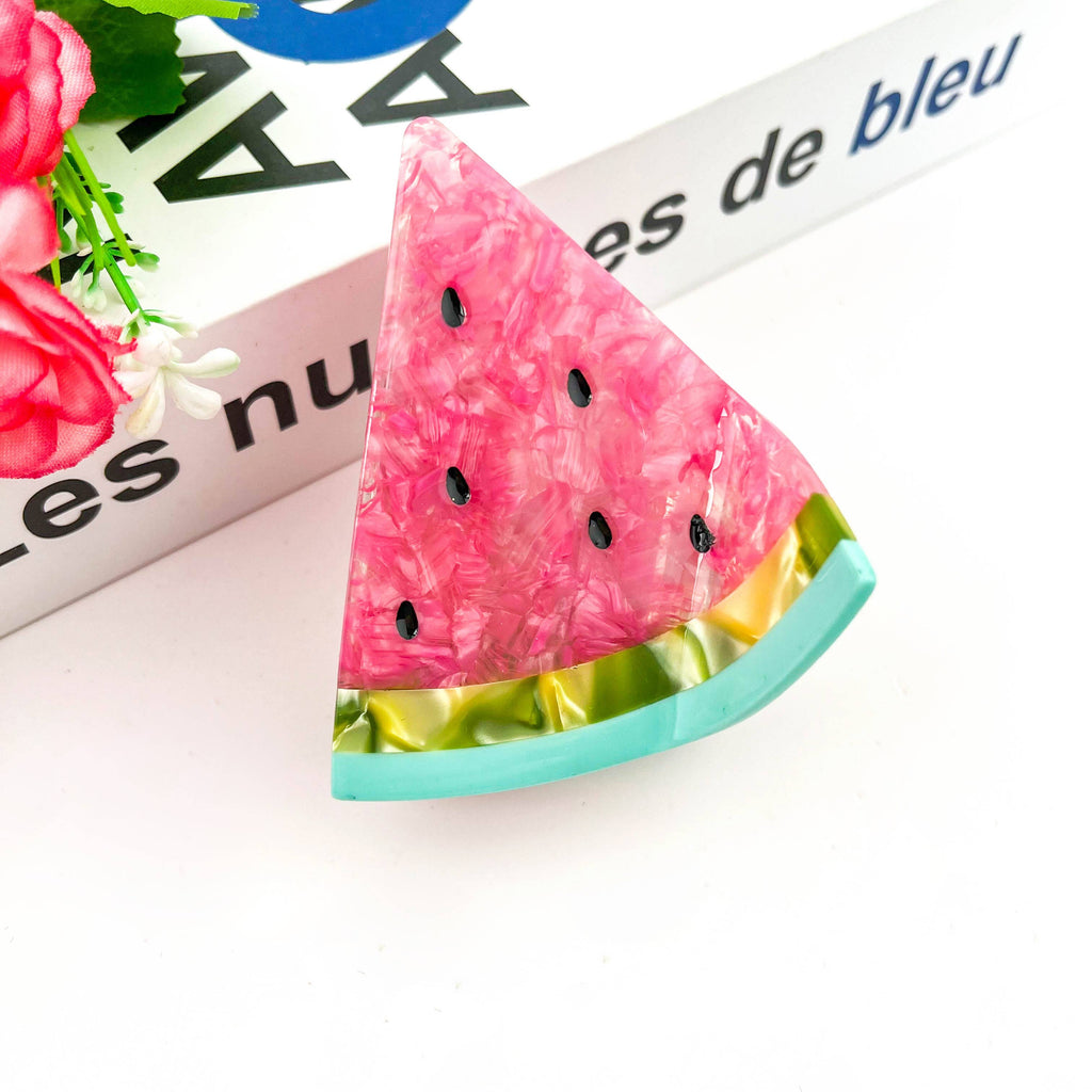 TheDivaSoap - Triangular Watermelon Claw Clip, Acetate Fruit Hair Clip