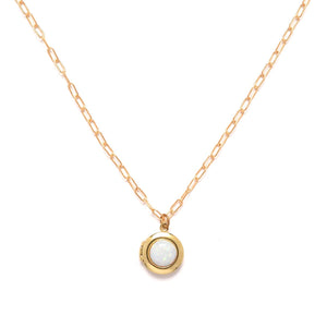 Opal Locket Necklace: Gold plated brass / 17"