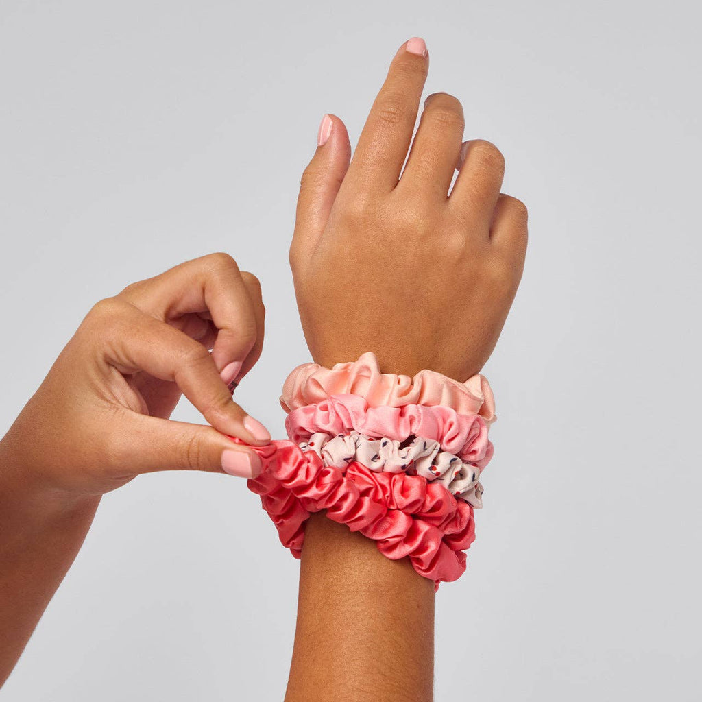 Satin Scrunchies 5pc Set | Cherry Blossom