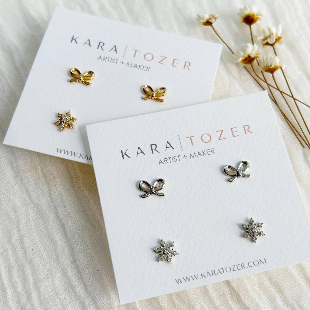 KARA | TOZER - Holiday Bow/Snowflake Stud Pack