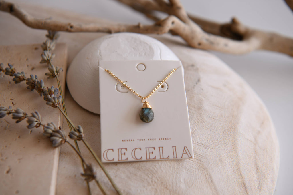 Gemstone Teardrop Pendant Necklace