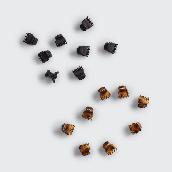 Mini Classic Claw Clips 16pc - Black & Tort