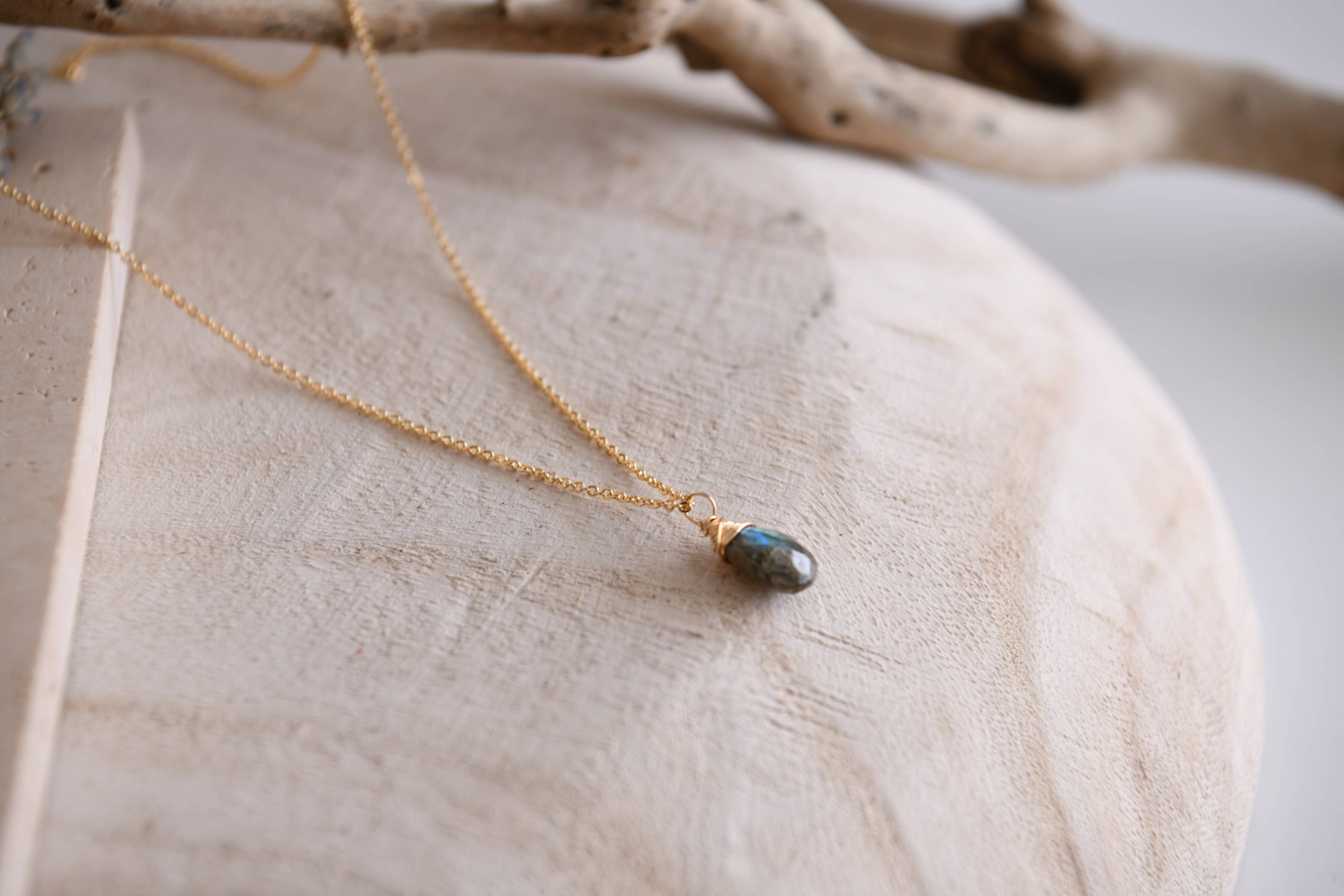Gemstone Teardrop Pendant Necklace