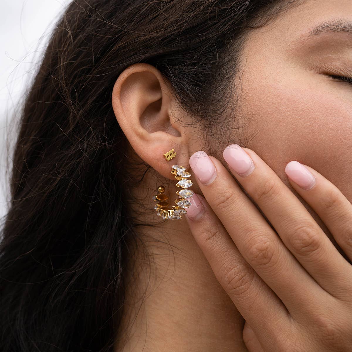 Marquis Stone Hoop Earrings