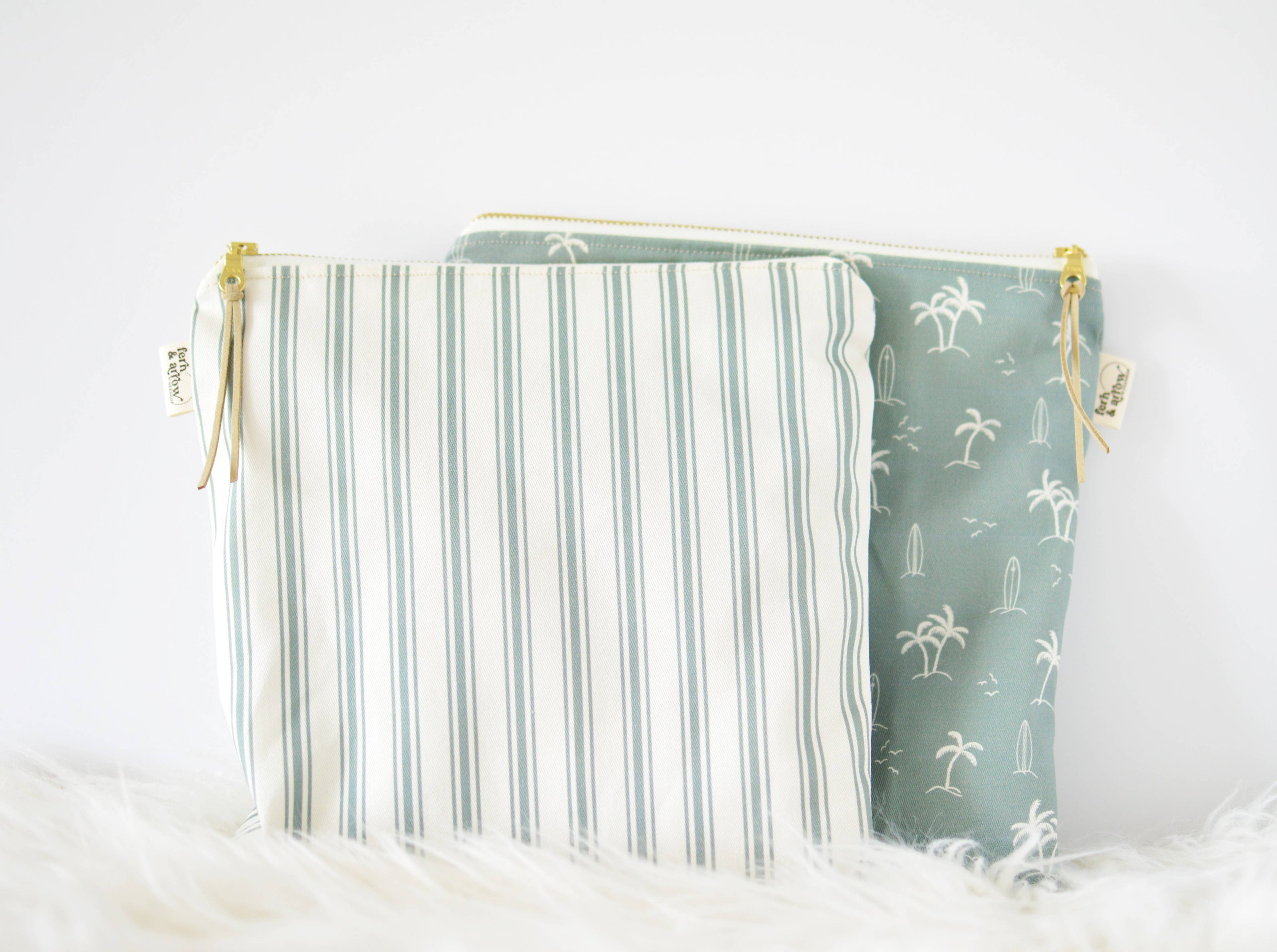 Water Resistant Wet/Dry Bag | Teal Umbrella Stripe