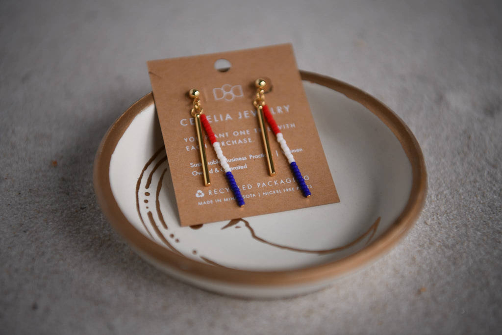 4th of July Seed Bead Earrings