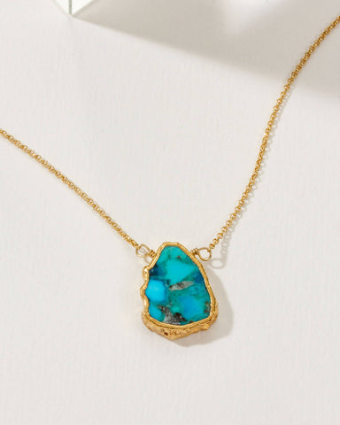 Earth, Wind and Fire Genuine Stone Necklace Gold| Turquoise