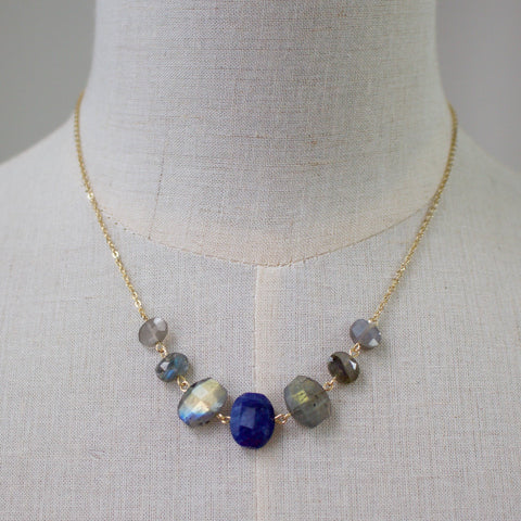 Semi Stacked Necklace: Lapis/Lab