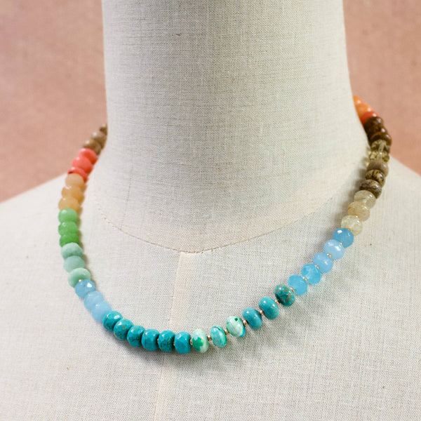 Medium Rondelle Necklace: Blue Multi