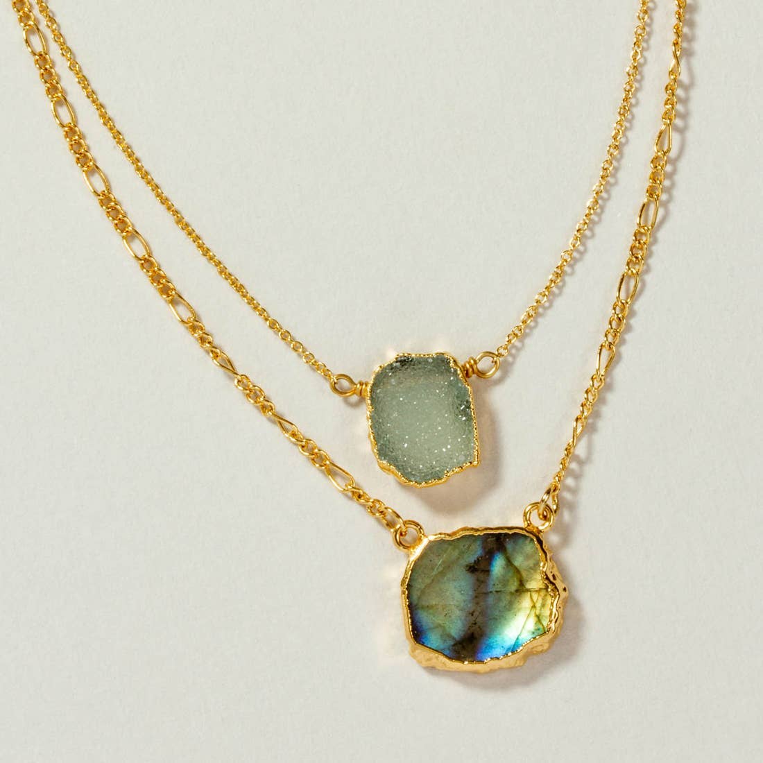 Power of Two Necklace Set | Druzy Quartz & Labradorite