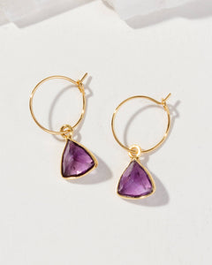 Bermuda Triangle Mini Hoop Earrings|Amethyst