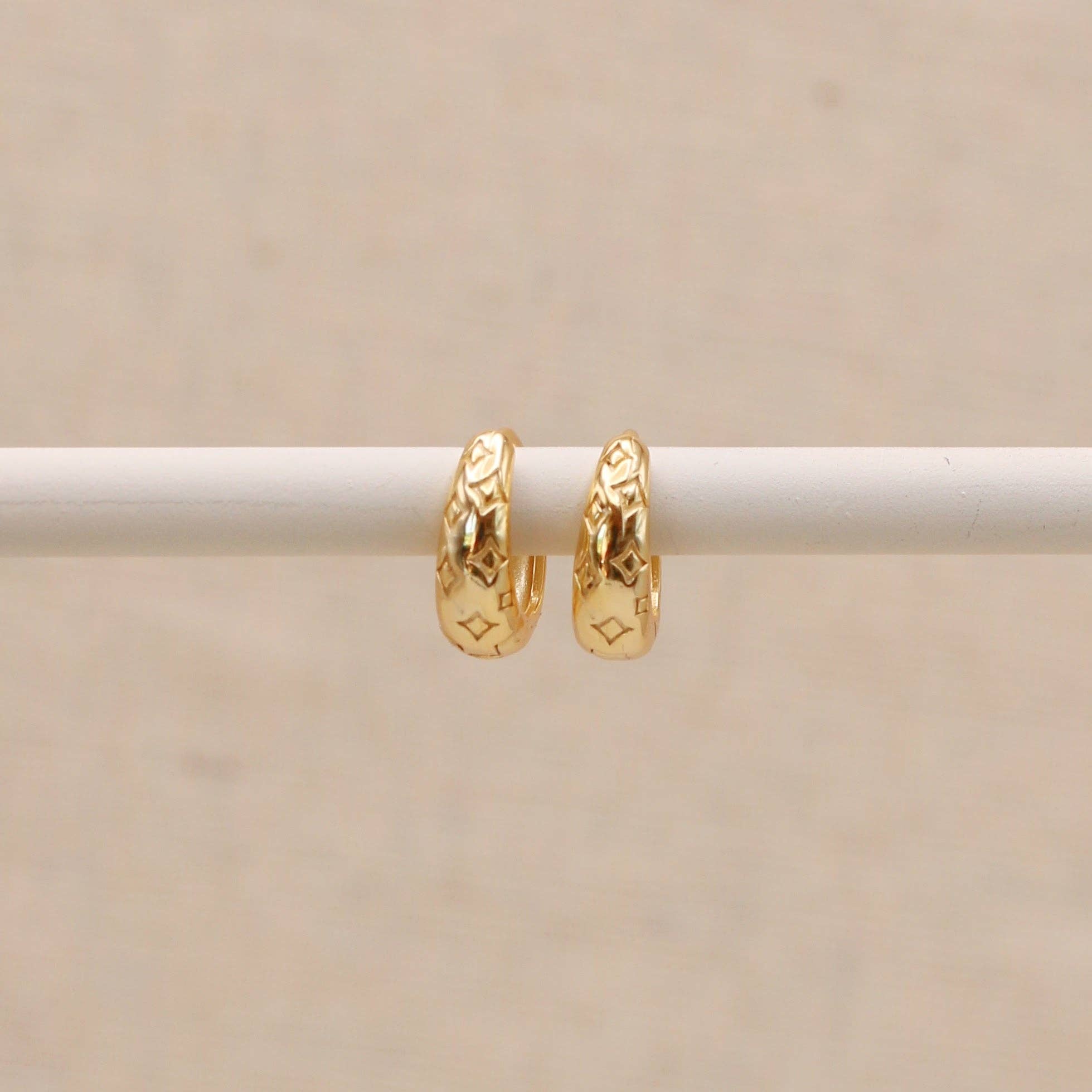 Gold Diamond Print Hoops