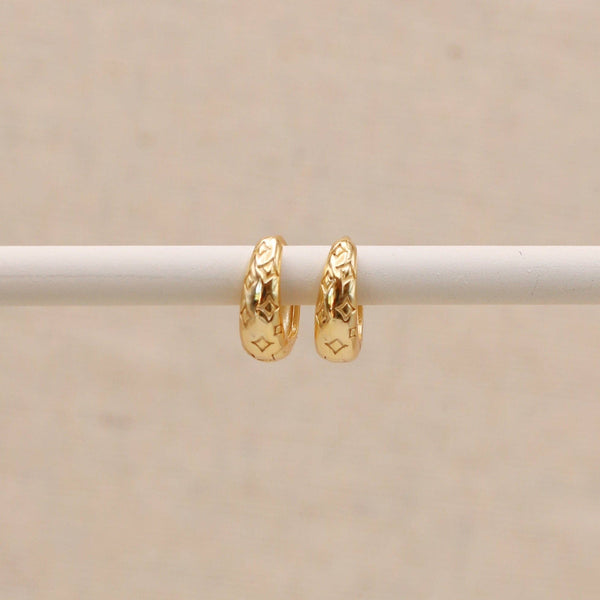 Gold Diamond Print Hoops