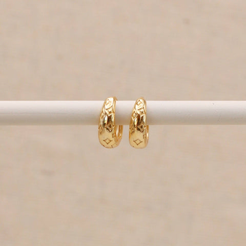 Gold Diamond Print Hoops