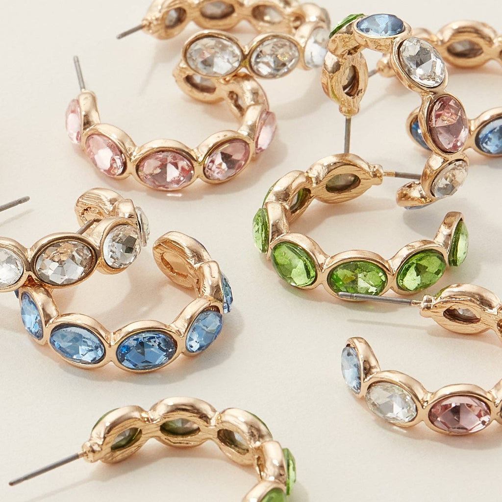 Color Rhinestone Hoop Earrings
