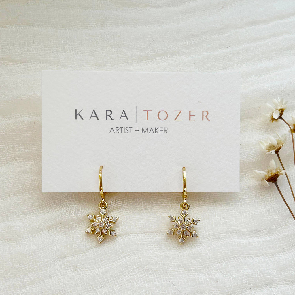 KARA | TOZER - Gold and Silver Snowflake Huggie Hoops
