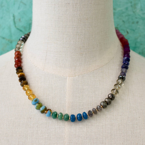 Medium Rondelle Necklace: Blue Multi