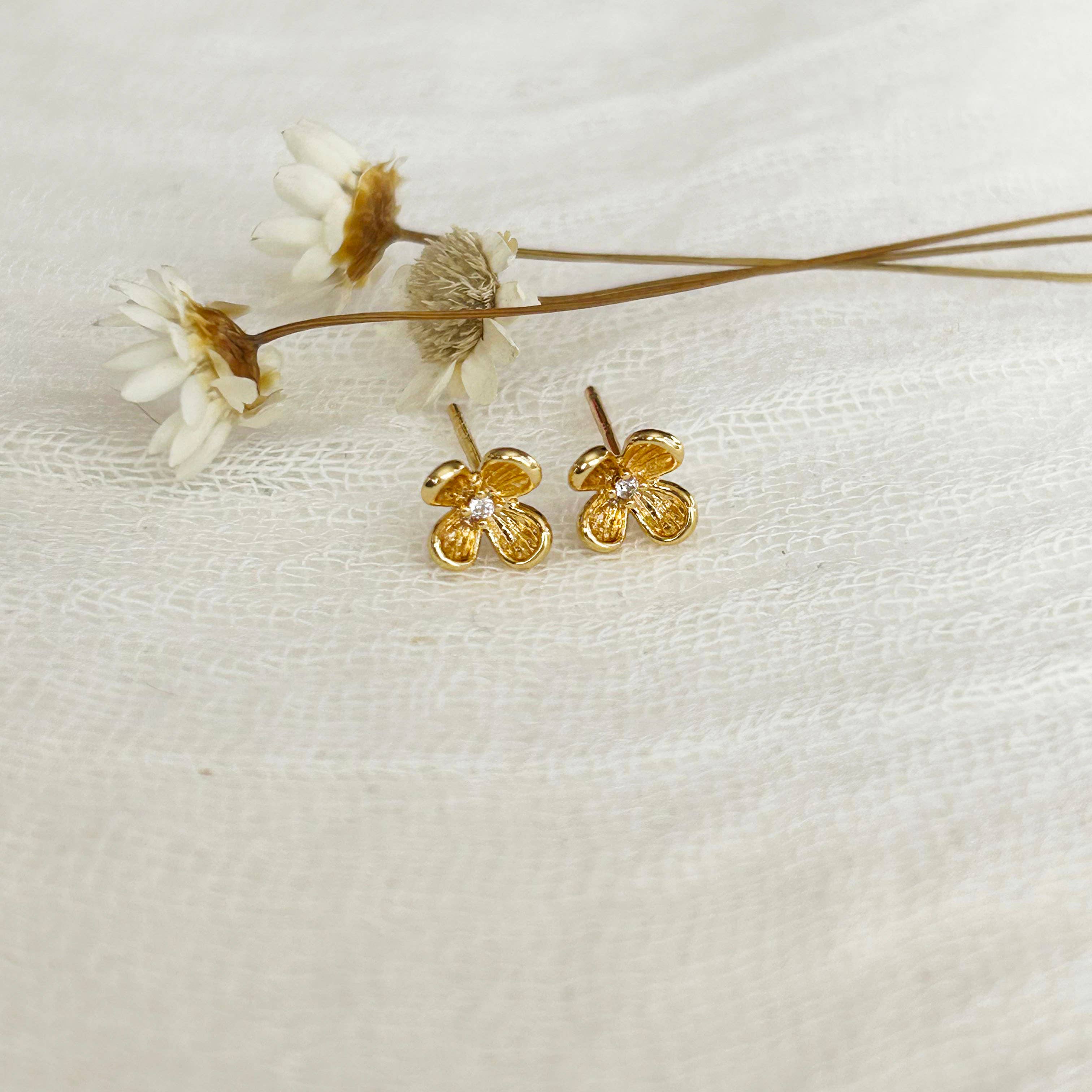 Dainty Gold Flower Studs #2