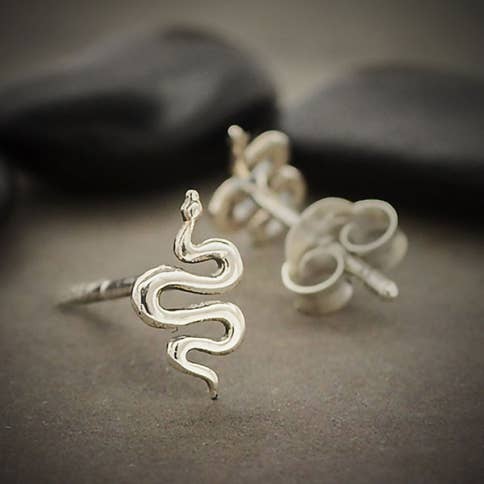 Snake Post Earrings- Sterling Silver