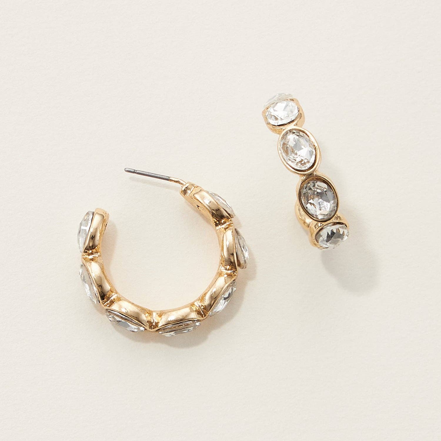 Color Rhinestone Hoop Earrings