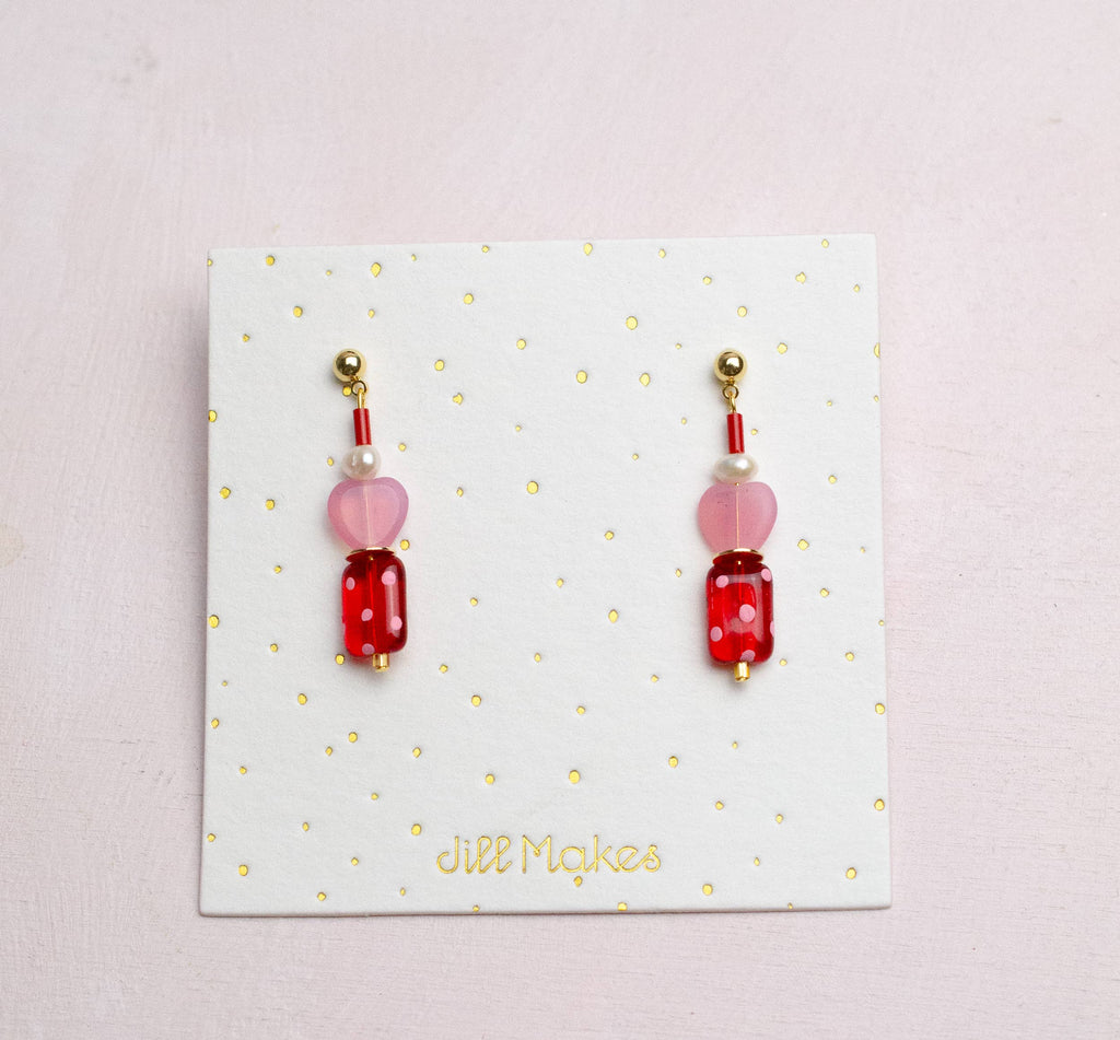 Valentina Polkadot Heart Earrings