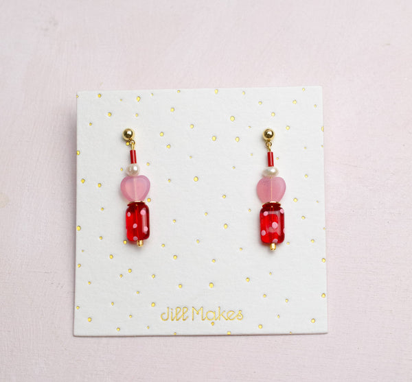 Valentina Polkadot Heart Earrings