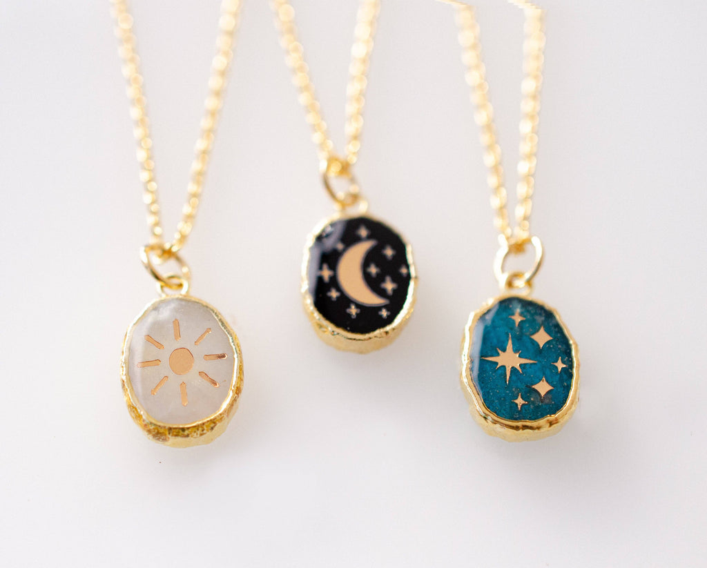 Celestial Gemstone Pendant Necklace