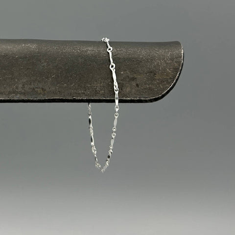 Silver Marquise Bar Link Bracelet