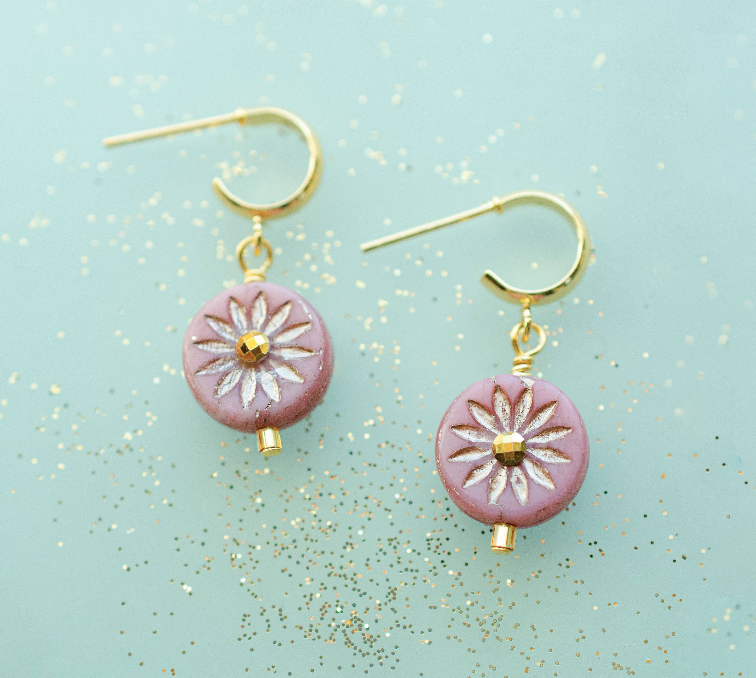 Czech Rhinestone Hoop Earrings