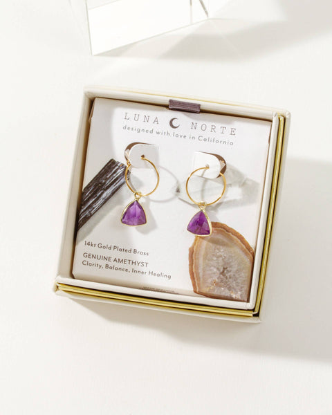 Bermuda Triangle Mini Hoop Earrings|Amethyst