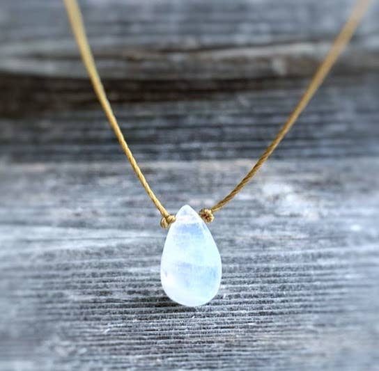 Moonstone Faceted Teardrop Necklace