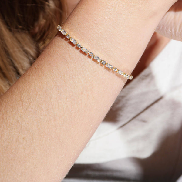 Baguette and Round Cut Cubic Zirconia Tennis Bracelet