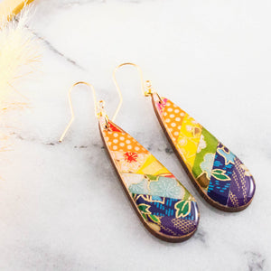 Teardrop Rainbow Collage Earrings