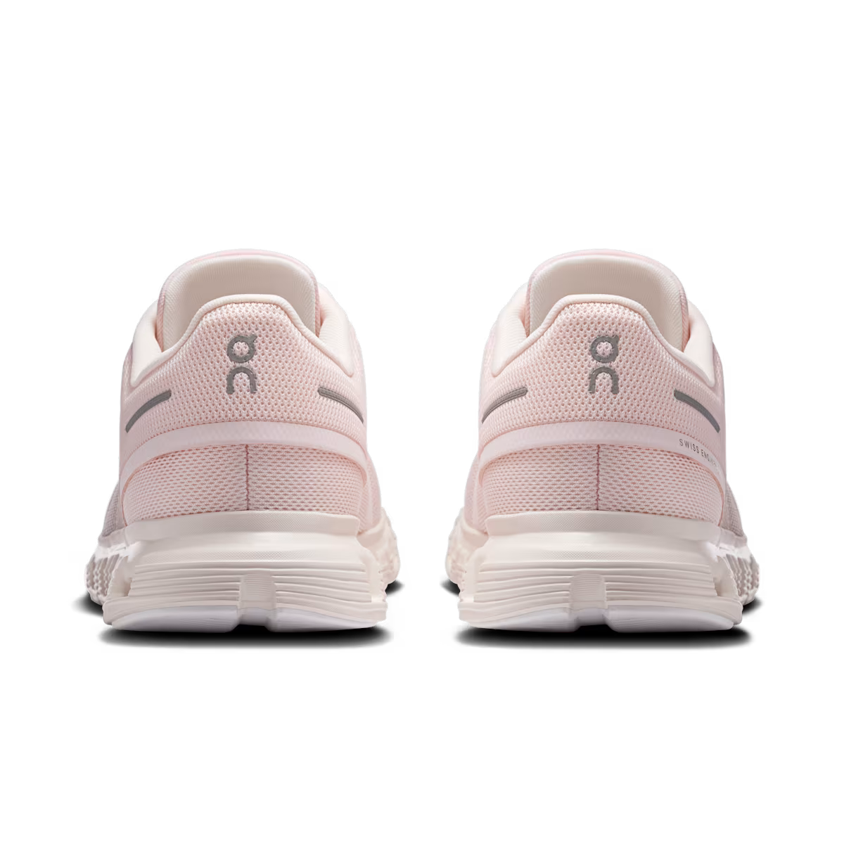 Pair of pink running shoes with white soles on a transparent background