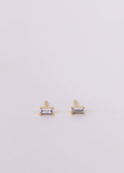 Baguette - Lilac - Gold Earrings