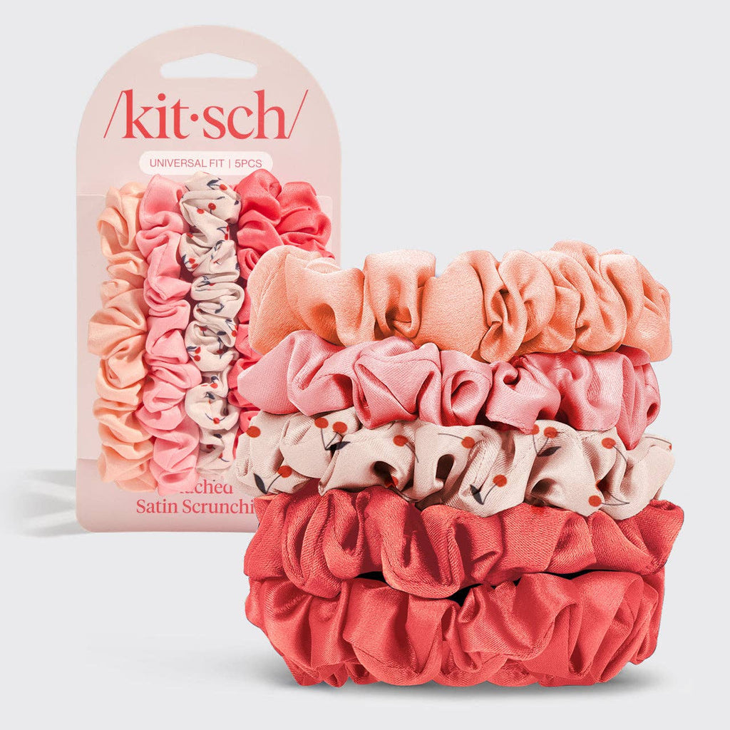Satin Scrunchies 5pc Set | Cherry Blossom