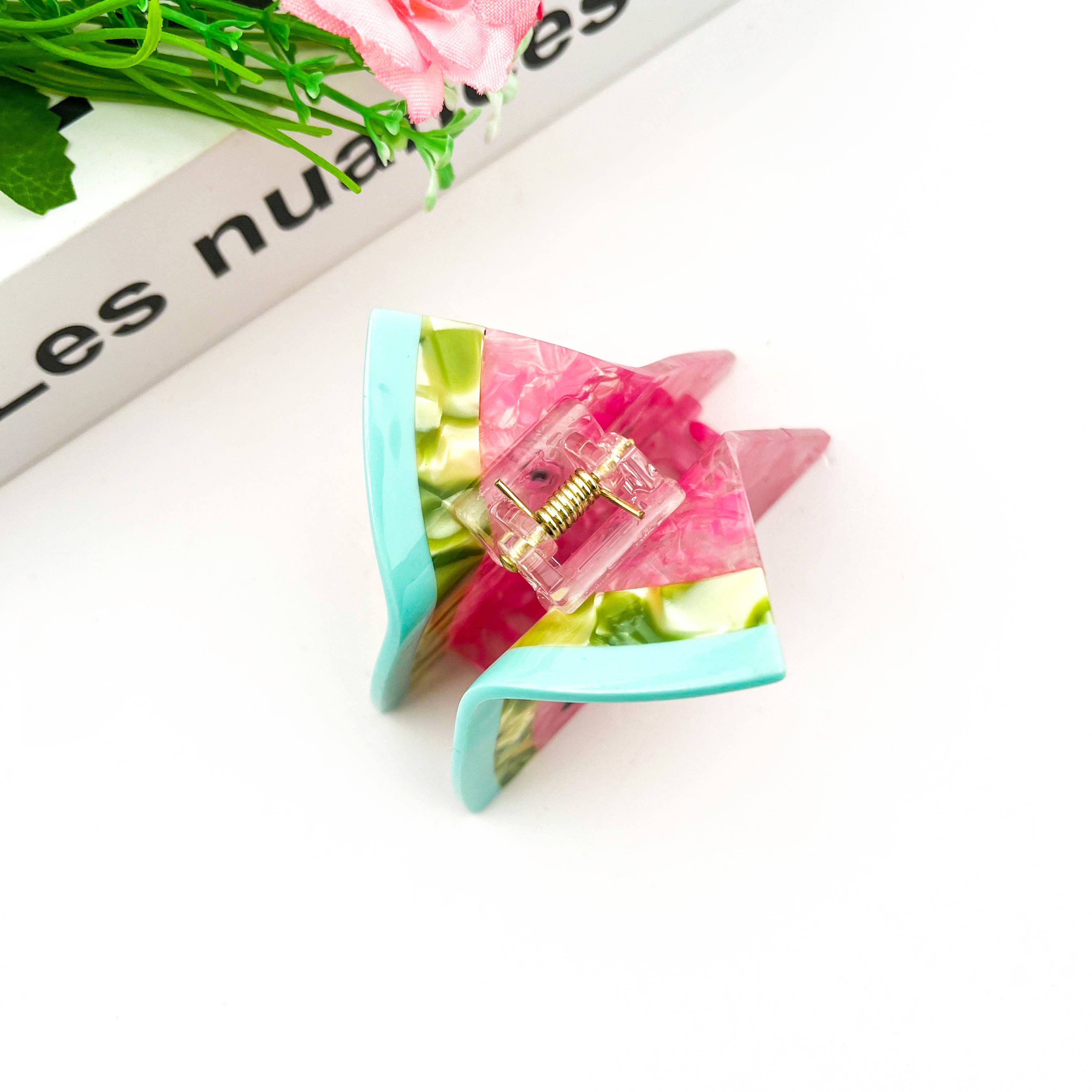 TheDivaSoap - Triangular Watermelon Claw Clip, Acetate Fruit Hair Clip