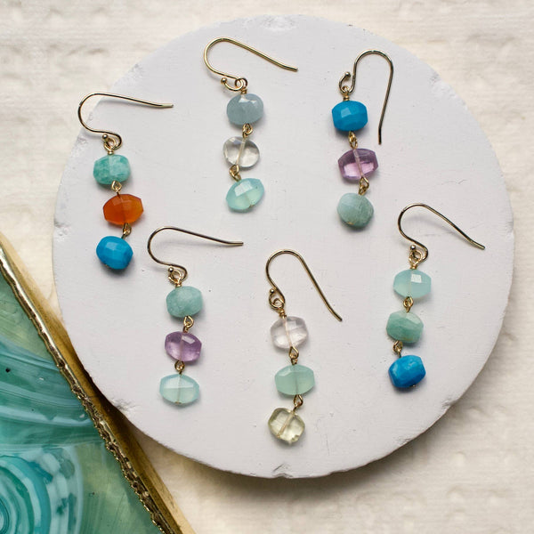 Mini Semi Stack Earrings: Emerald