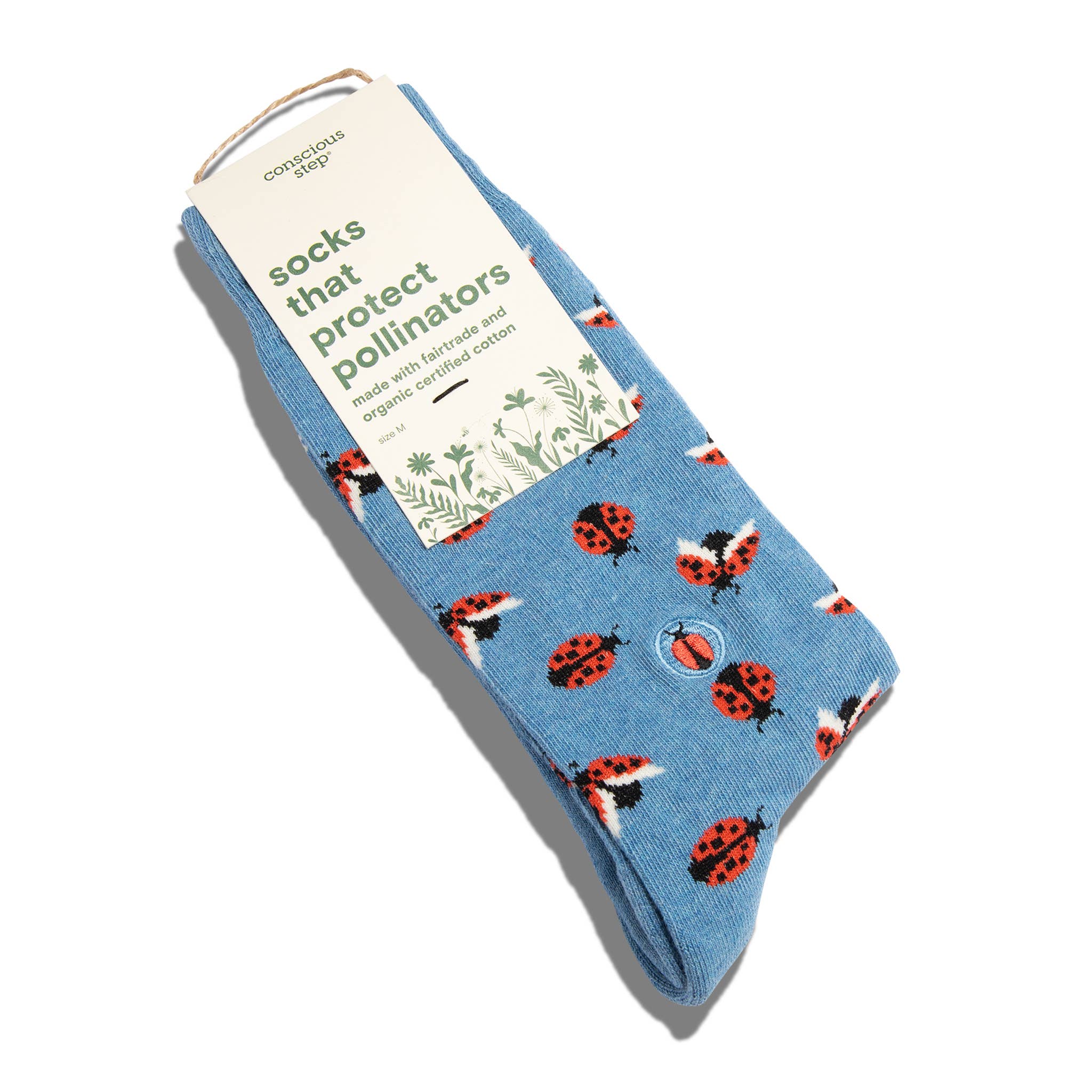 Conscious Step - Socks that Protect Pollinators (Blue Ladybugs)