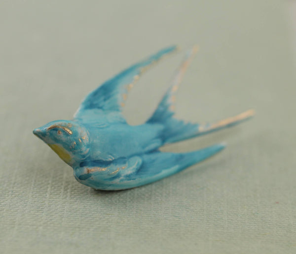 Blue Bird Swallow Brooch Pin