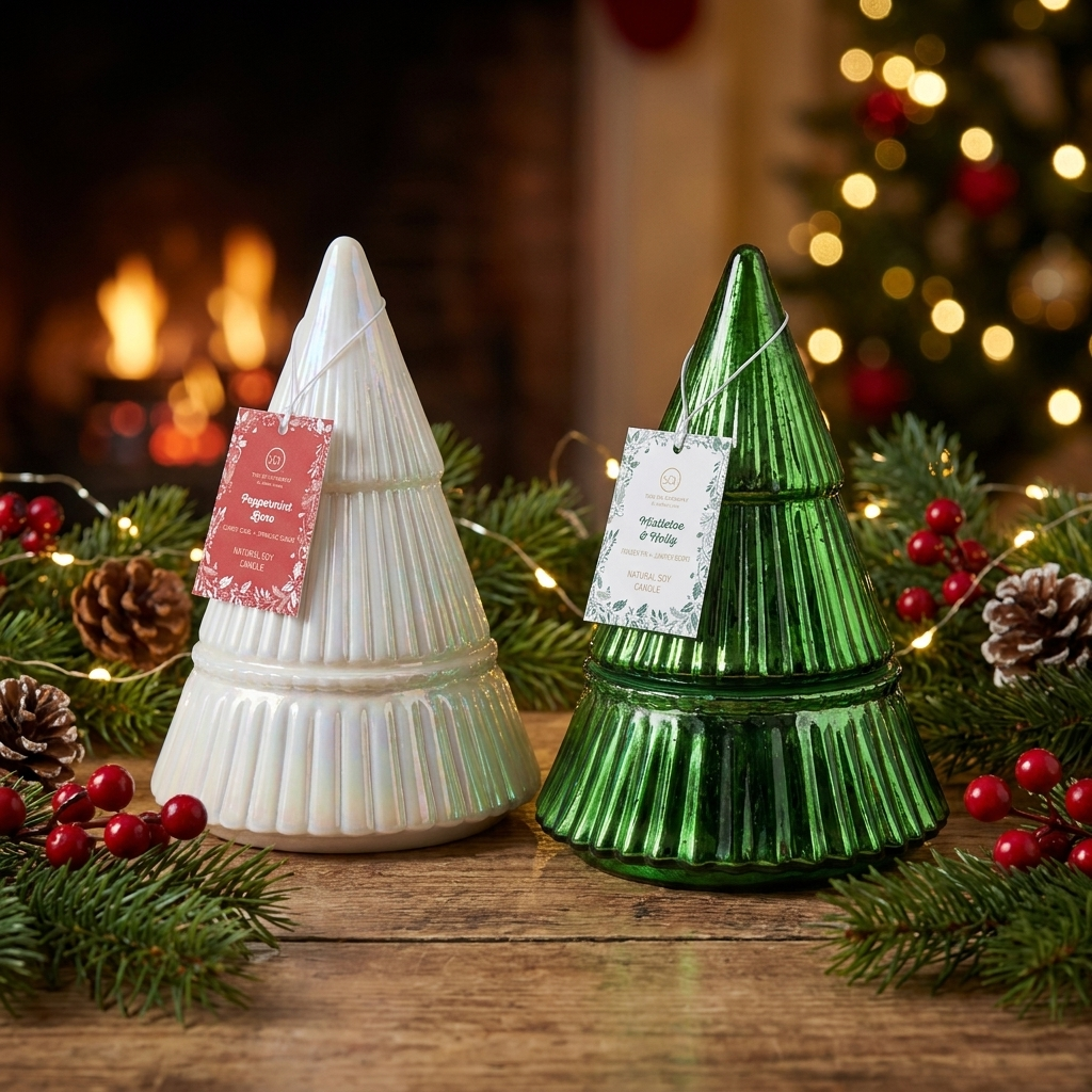 Glass Tree 9oz Mistletoe Candle
